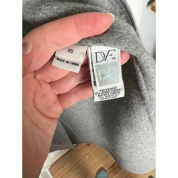 Diane Von Furstenberg Womens XS Shannon Jacket Wool Blend Gray Colorblock Felted - Picture 16 of 16